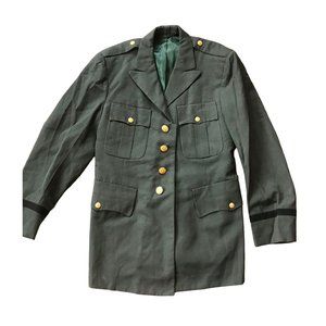 Lautersteins Vintage US Military Men Green Coat Uniform with black stripes on th